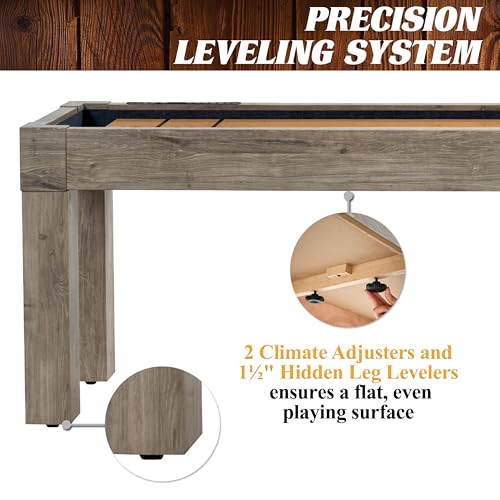Barrington 9ft Shuffleboard Table with Scratch-Resistant Playfield and 8 Puck Set - size: 9 Ft. Monteray