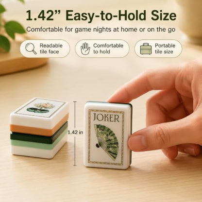 4-Layer American Mahjong Set, 160 Pcs Premium Acrylic Mahjong Tiles, 1.42 Inch Mahjong Tile Set with Carrying Case & 5 Dice, Portable for Home Travel Party Adults Gift (White Lotus) - color: White Lotus