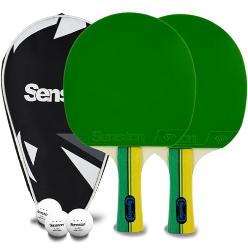 Senston Ping Pong Paddles Family Entertainment Set for Entertainment or Competition - Ping Pong Paddle Set - color: Green