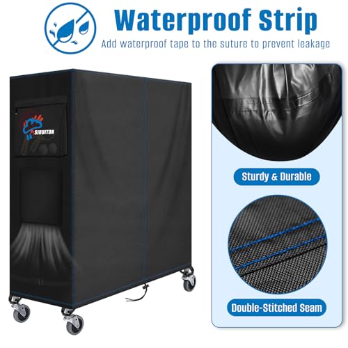 SIRUITON Ping Pong Table Cover,520D Outdoor Table Tennis Table Covers,All Weather Protection,Waterproof Sunproof Indoor & Outdoor,Black 65"L x 28"W x 72.8"H - size: 65"Lx27.6"Wx72.8"H_520D