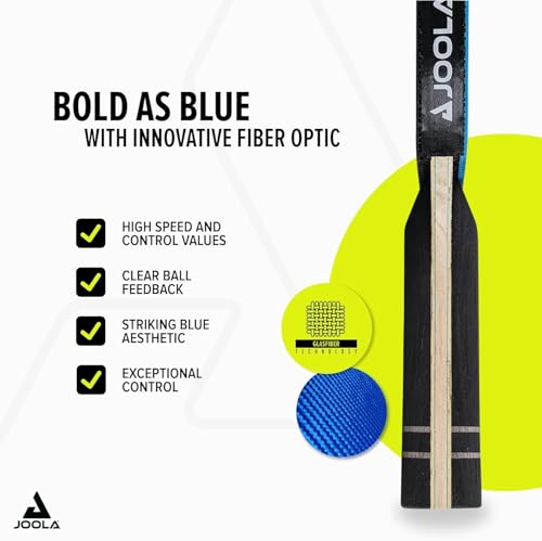 JOOLA Infinity GL Professional Ping Pong Paddles with Paddle Cover - 7-Layer Wood Fiberglass Blade - ITTF Approved - Pro Ping Pong Paddle for Advanced Control & Speed - Table Tennis Racket - Blue