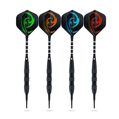 12 Pack Soft Tip Darts - Plastic Tip Darts 18 Grams with 100 Extra Dart Tips, Dart Flight Protector, Aluminum Shafts and Rubber O-Rings - style: C