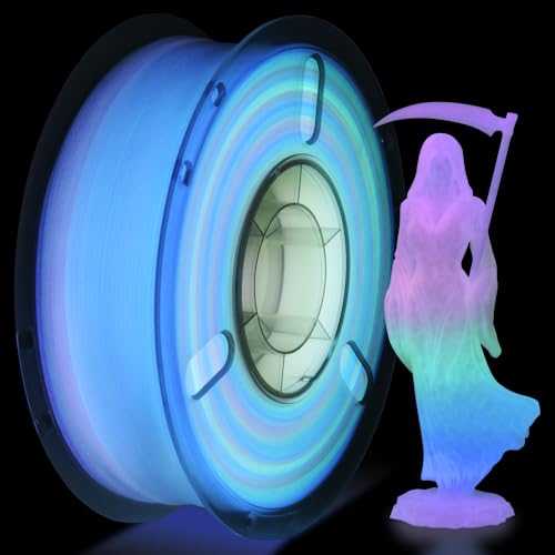 RAMBERY Glow in The Dark Rainbow 3D Printer Filament Luminous PLA Filament 1.75mm 3D Printing Filament Fit Most FDM Printers, 1kg(2.2lbs)/Spool - color: C-pla Luminous Rainbow01, size: 1kg