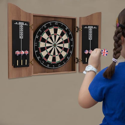 Wall-Mounted Wooden Bristle Dartboard and Solid Cabinet, Premium Bristle Dartboard Set with Practical Scoreboard