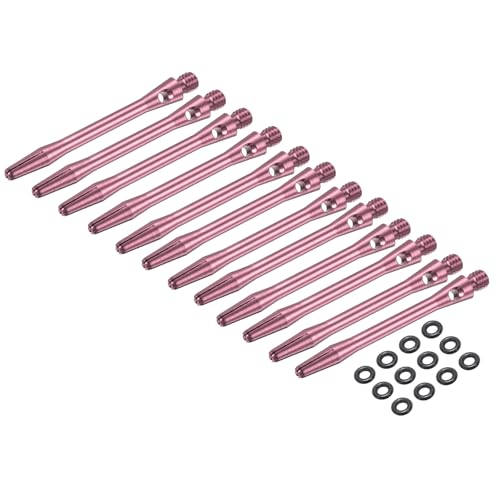PATIKIL Aluminum Dart Shafts, 2BA Dart Stems Replacement Accessories with Rubber Rings for Steel Tip - color: Pink, size: 45mm