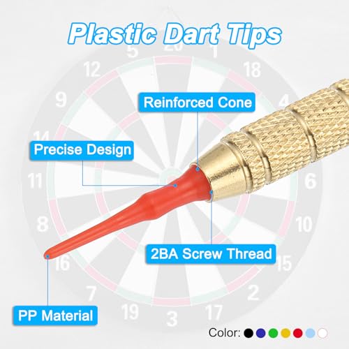PATIKIL Plastic Dart Tips 2BA Thread, Soft Dart Tip Replacement Dart Accessories - color: Red