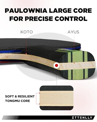 Ping Pong Paddle with Carbon Technology | Performance-Series,7-ply Finest Blade, Expert Speed/Edge/Balance, Thicker Protector Case | Table Tennis Racket for Professional - color: 1-Pack, style: Control