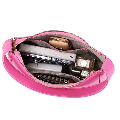 CYHTWSDJ Shoulder Bags for Women, Cute Hobo Tote Handbag Mini Clutch Purse with Zipper Closure - color: Pink