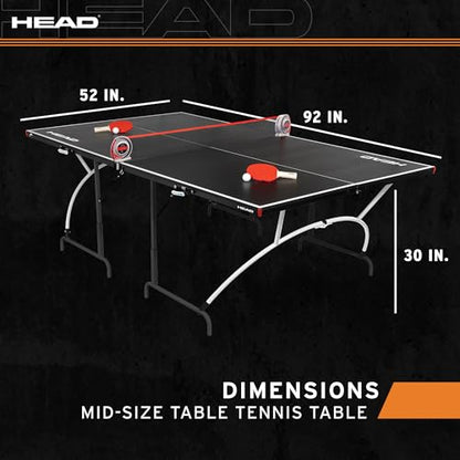 EastPoint Mid-Size Portable Ping Pong Table - 92" x 52" x 30", 2 Paddles & Balls - Foldable Design for Quick Setup - Indoor Ping Pong Game Table - Electronic Scorekeeper & Complete Paddle & Ball Set
