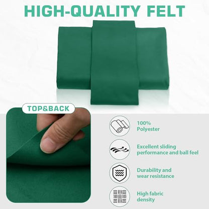 Pool Table Felt and Bumper Kit Felt for Billiard Cloth with Pool Table Bumpers and Cushions Facing, 6 Pcs Cloth Strips and Staple Remover - color: Drak Green, size: 8FT + 42'' Bumpers
