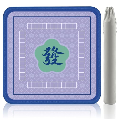 Purple Mahjong Mat for Table, American Mahjong Mat, 32.4x32.4 in 3MM Non-Slip Noise-Reducing Neoprene Table Cover with Carrying Bag for Mah Jongg, Poker, Card Games and Dominoes (Fortune) - color: Purple Fortune