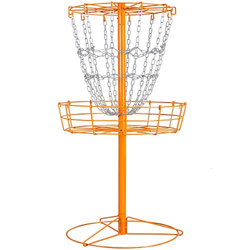 Yaheetech Disc Golf Basket Portable Disc Golf Practice Set 12/24 Chain w/Basket Target and Double Steel Chains for Outdoor - color: Orange
