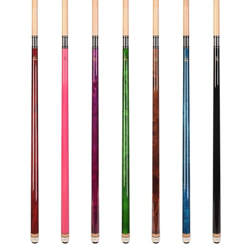 ASKA Set of Wrapless 2-Piece Billiard Pool Cue Sticks L3, 58" Hard Rock Canadian Maple, 13mm Hard Leather Tip, Mixed Weights and Colors - style: Set of 7 Sticks
