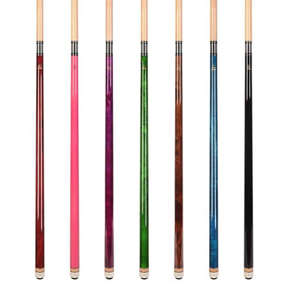 ASKA Set of Wrapless 2-Piece Billiard Pool Cue Sticks L3, 58" Hard Rock Canadian Maple, 13mm Hard Leather Tip, Mixed Weights and Colors - style: Set of 7 Sticks