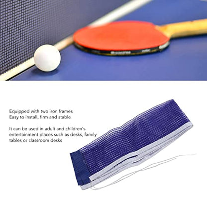 Table Tennis Net for and Adults, Pong Net Replacement, 180cm Length 15cm Height Blue Polyester with 2 Iron Brackets, Portable Foldable for Table, Home and Classroom