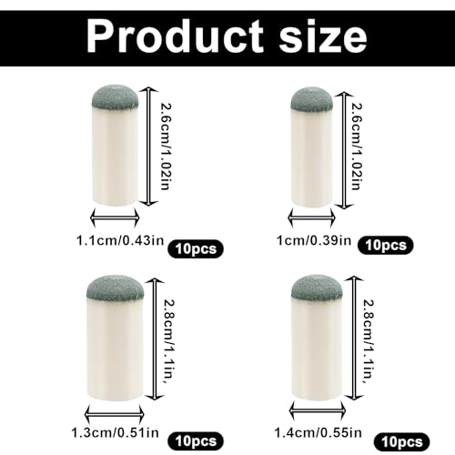 40 Pcs Slip On Pool Cue Tips, 4 Sizes 9mm/10mm/12mm/13mm Tacos De Billar, Pools Stick Tip Pools Table Accessories Pool Cue Tips Replacement Kit