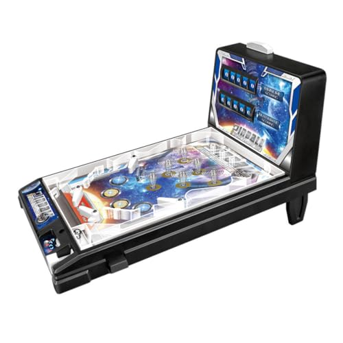 Mini Pinball Machine - Tabletop Pinball Game for Adults, Home Arcade with Light, Desktop Ball Shooting Toy - Pinball Gifts (Plug-in Version)