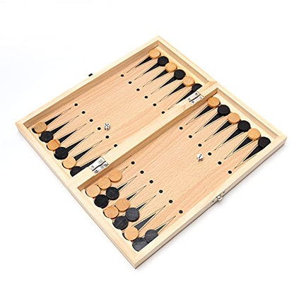 Folding Storage Wooden Chess Board Sets - 3 in 1 Chess Board Game for Adults and Kids (Backgammon, Checkers), Exquisite Wooden Chess Set - size: 13.4x13.4 inches