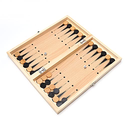 Folding Storage Wooden Chess Board Sets - 3 in 1 Chess Board Game for Adults and Kids (Backgammon, Checkers), Exquisite Wooden Chess Set - size: 13.4x13.4 inches