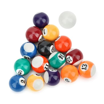 Aramox Billiard Set Billiard Balls 16PCS 32MM Balanced Round Pool Balls with 15 Numbered and 1 Cue for Kids Game Room Family Play
