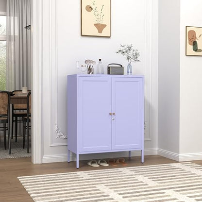 Lockable Metal Storage Cabinet Adjustable Shelves Modern Versatile Storage Lockers Home Organization Durable Metal Cabinet Garage Tool Cabinet Purple 36" H X 31.5" W X 13.8" D - color: Purple, style: 36"H-Cabinet-YM