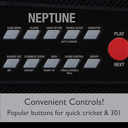 Viper Neptune Electronic Dartboard with Cabinet, 15.5 in Regulation Target, 57 Games, 16 Players, 6 Darts Included, Black