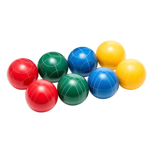 VEVOR Bocce Ball Set, 107 mm, with 8 Resin Balls, Pallino, Carrying Bag and Measuring Rope, Red/Green/Blue/Yellow 4 Colors, for 2 to 8 Players, Bocce Ball Game Set for Beach, Lawn, Family Backyard