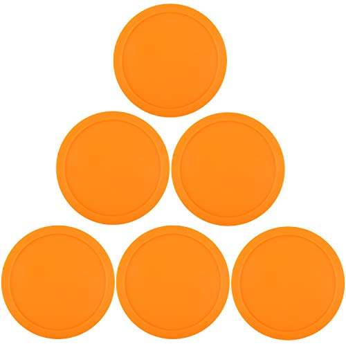 ONE250 3 1/4 inch Air Hockey Pucks, Full Size Goal Packs Replacement Accessories for Game Tables (6 Pcs) - color: Orange