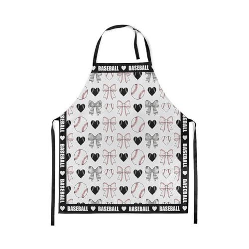 Castle Fairy Cartoon Baseball Kitchen Apron,Bow Knots Waterproof Apron - color: Black White