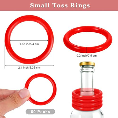 Aodaer 60 Pack Ring Toss Rings Plastic Carnival Rings for Carnival Party Favors Bottles Sport Ring Toss Game Fun Target Toys - color: Red