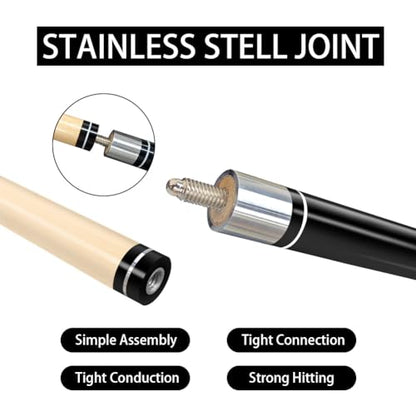 Pool Stick Set of 4,Pool Cues Sticks Made of Premium Maple Wood, Includes 4 Extra Billiard Chalk for Pool Cues, 58" Billiard House Bar Pool Cue Sticks for Professional Billiard Players - color: Pool cues-B02
