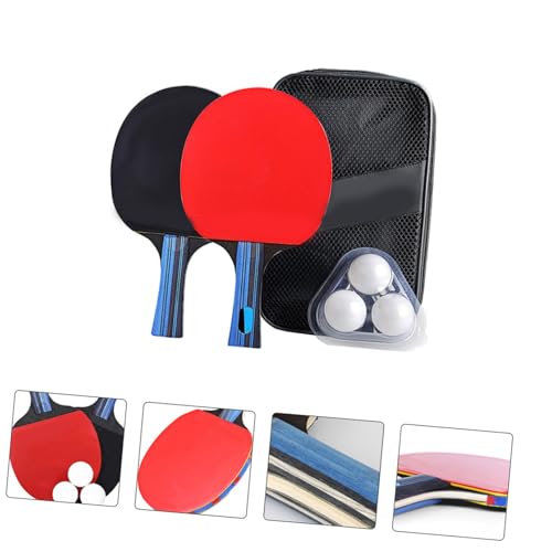 Abaodam Table Tennis Paddle Set Double-Sided Rubber Pingpong Bats with Flared Handle for Enhanced Grip and Control Includes Short Handle Rackets Balls and Carrying Case Suitable for