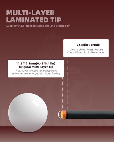 KONLLEN 58 Inch 19oz Carbon Fiber Pool Cue Stick | low deflection,10.5/11.5/12.5mm tips,weight-adjustable design,3/8x8 joint,handcrafted inlay,premium handle - color: AS-1F-10.5mm