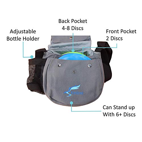 Kestrel Black Disc Golf Bag - Fits 6-10 Golf Discs + Bottle - For Beginner & Advanced Golfers - Extremely Durable Canvas - Frisbee Golf Bag - Small Sling/Shoulder Disc Golf Bag For Men & Women - color: Gray
