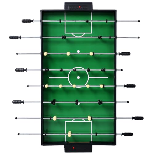 5-in-1 Combo Game Table Set for Home, Game Room, Friends & Family - with Billiards, Push Hockey, Foosball, Ping Pong, and Basketball - Black + Red
