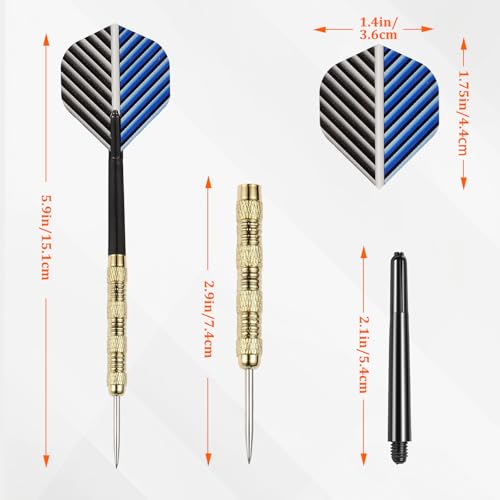 MaxMau 18 pcs Steel Tip Darts Set for Dartboard Metal Point Aluminum Foil Dart Flights