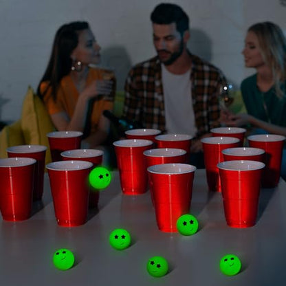 Soulchen 40mm Glow in The Dark Table Tennis Balls Bulk, Carnival Game Night, Neon Birthday Party Favors, Classroom Rewards, Goodie Bag Filler, Pet Playmate - color: Glow in the Dark Green, size: Twinkle Smile