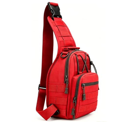 Viriber Tactical Backpack, Waterproof Military Cross-body Molle Sling Shoulder Backpack Chest Bag for Outdoor Every Day Carry Red - color: Red