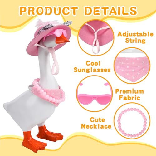 6 Sets Mini Desk Goose Outfits 7 Inches Mini Desk Goose Clothes with Cute Felt Hat Necklace Dresses and Sunglasses for Magnetic Porch Geese Key Holder Decor Gifts - style: 6 Sets-Desk Goose Outfits