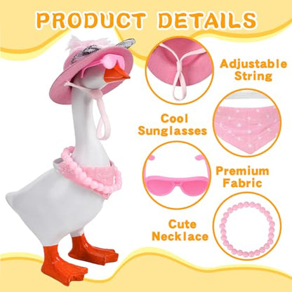 6 Sets Mini Desk Goose Outfits 7 Inches Mini Desk Goose Clothes with Cute Felt Hat Necklace Dresses and Sunglasses for Magnetic Porch Geese Key Holder Decor Gifts - style: 6 Sets-Desk Goose Outfits