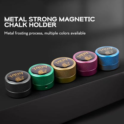 TAOM Pool Chalk Holder Round Shaped Practical Tool Billiards Accessories Magnetic Mini Chalk Tip Case Container Round Box Billiards - color: 1-Blue holder