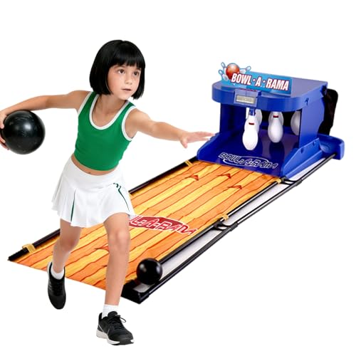 Bowling Game — Electronic Tabletop Arcade Game with LCD Auto Scoring, Lights & Sound, Spring-Loaded Launcher & 1-2 Player Modes — Mini Bowling Set for Kids