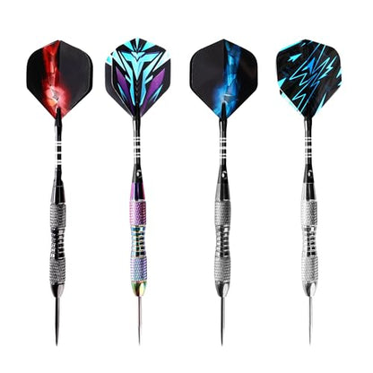 WINSDART Steel Tip Darts 12 Pack Set with Nonslip Iron Barrel Aluminum Dart Shafts and Flights Darts Sharpener an Gift Box - color: Multicolor 3-Darts-I
