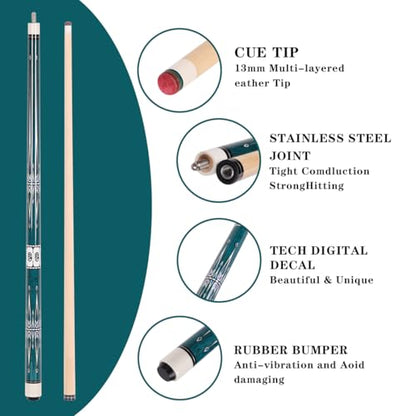 58 inch Canadian Maple Billiard Pool Cue Stick, 13mm 1/2 Maple Billiard Pool Stick, House Bar Pool Table Sticks for Men(Numerous Styles to Choose from) - color: P02