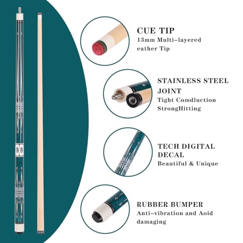 58 inch Canadian Maple Billiard Pool Cue Stick, 13mm 1/2 Maple Billiard Pool Stick, House Bar Pool Table Sticks for Men(Numerous Styles to Choose from) - color: P02
