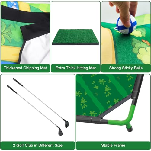Mostop Large Golf Chipping Game, Outdoor Backyard Lawn Game for Adults Teens,70x70 Inch Chipping Mat with 20 Sticky Balls, Portable Indoor Outdoor Chipping Golf Gift for Dad, Men, Women & Family