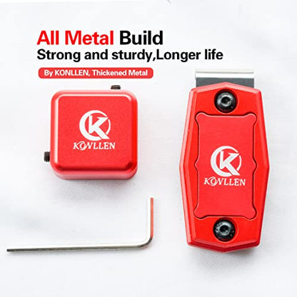 KONLLEN Magnetic Pool Chalk Holder Aluminum Alloy Belt Clip | Portable design, durable metal construction, quick access,metal cue chalk case for pool, snooker and carom - color: Red
