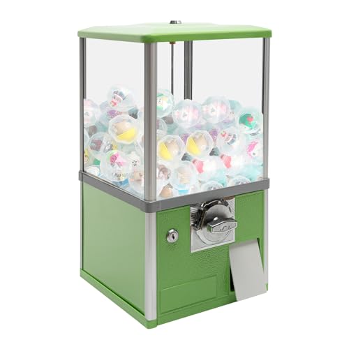Gumball Machine for Kids, 25-Cent Vending Machines, PS Bouncy Balls Dispenser, 1.77-1.97in Huge Load Capacity Coin Operated Gumball Bank, Hold 200 Capsule Toys for Retail/Game Store (Green) - color: Green