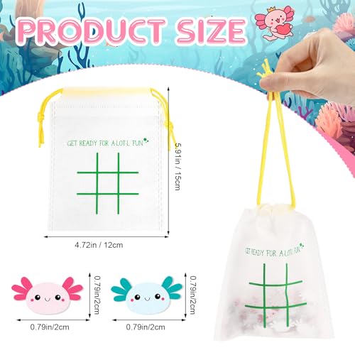 Sotiff 36 Set Tic Tac Toe Games Bulk Axolotl Party Favors Axolotl Tic Tac Toe with Bag Animal Birthday Party Gifts Classroom Exchange Gifts Outdoor Indoor Activities - style: Axolotl