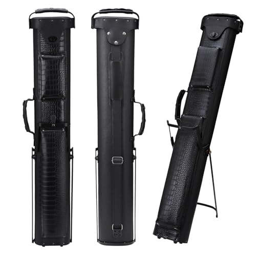 2x4 Pool Cue Case, Hard Pool Cue Case, Billiard Cue Case with Stand, Billiards Accessories Holds 2 Cue Butt and 4 Cue Shafts - color: Black